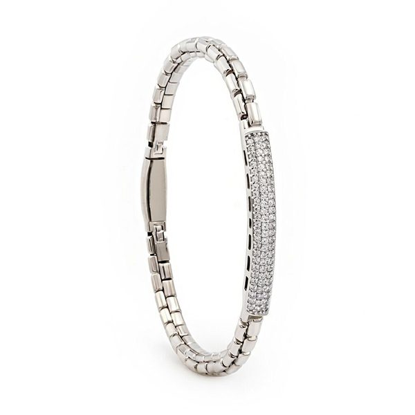 Armband Schachtelglieder, weiße Zirkonia rhodiniert