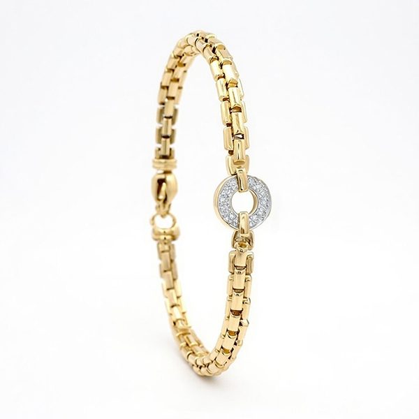 Armband Schachtelglieder, weiße Zirkonia rhodiniert , gelbvergoldet