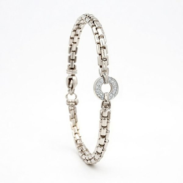 Armband Schachtelglieder, weiße Zirkonia rhodiniert