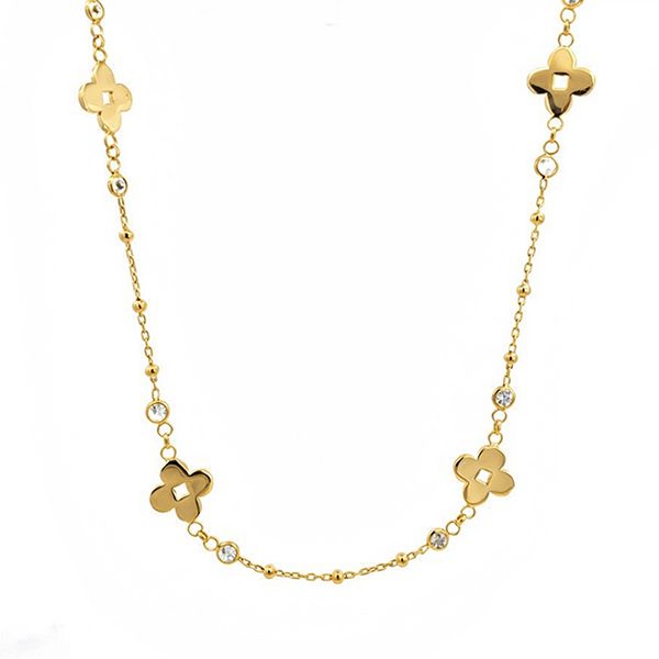 8118A1G Collier mit Blumen gelbvergoldet Zi weiß