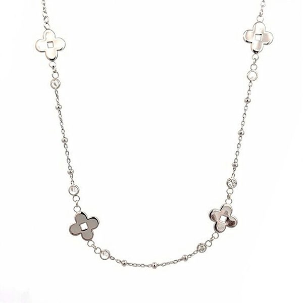 8118A1W Collier mit Blumen rhodiniert Zi weiß