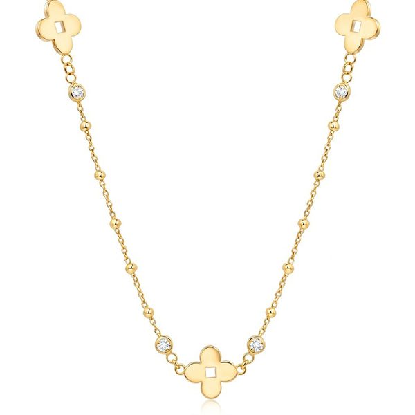 8118AG Collier mit Blumen gelbvergoldet Zi weiß