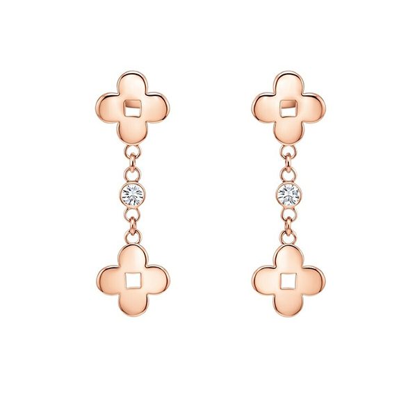 8118BR Ohrhänger Blumen rosevergoldet weiße ZI