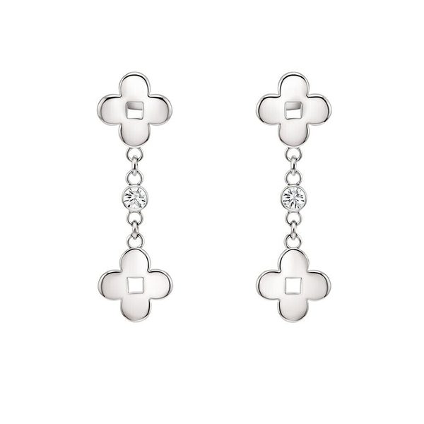 8118BW Ohrhänger Blumen rhodiniert weiße ZI