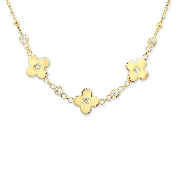 8118DG Armband mit Blumen Zi weiß gelbvergoldet