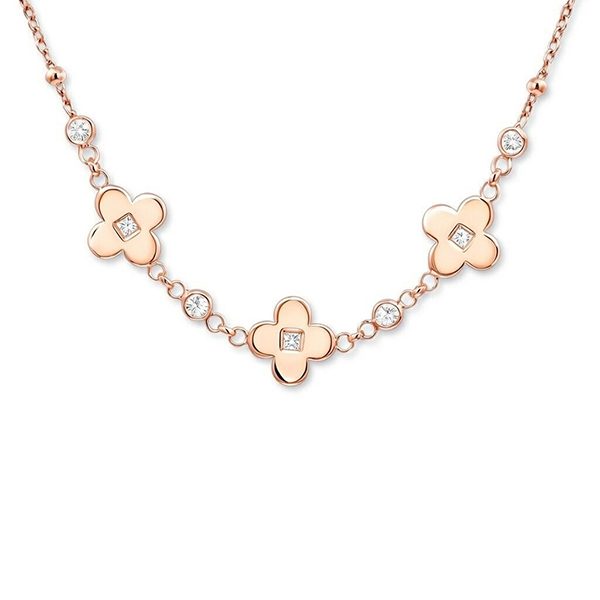 8118DR Armband mit Blumen Zi weiß rosevergoldet