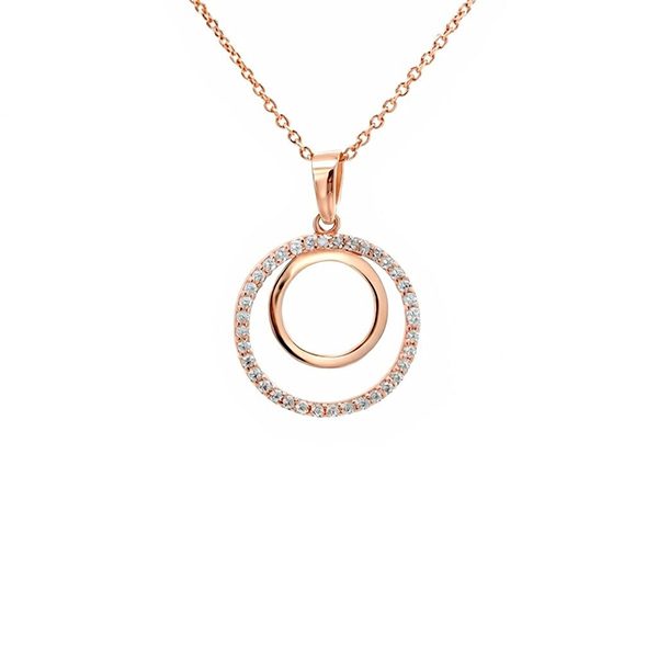 8148AR Anhänger inkl Kette, Zirkoniasteine weiß, Silber, rosevergoldet