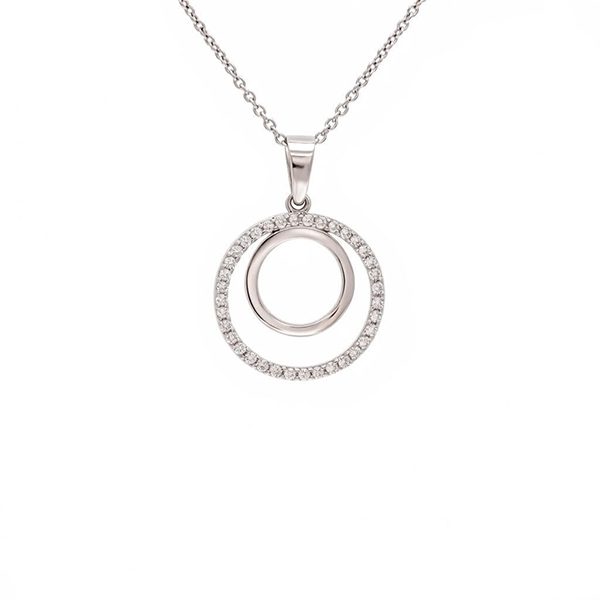 8148AW Anhänger inkl Kette, Zirkoniasteine weiß, Silber, rhodiniert