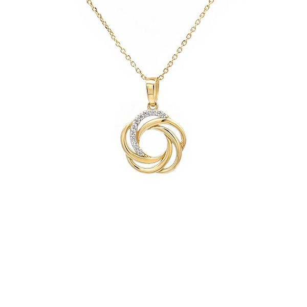 8151AG Anhänger inkl Kette, Zirkoniasteine weiß, Silber, gelbvergoldet