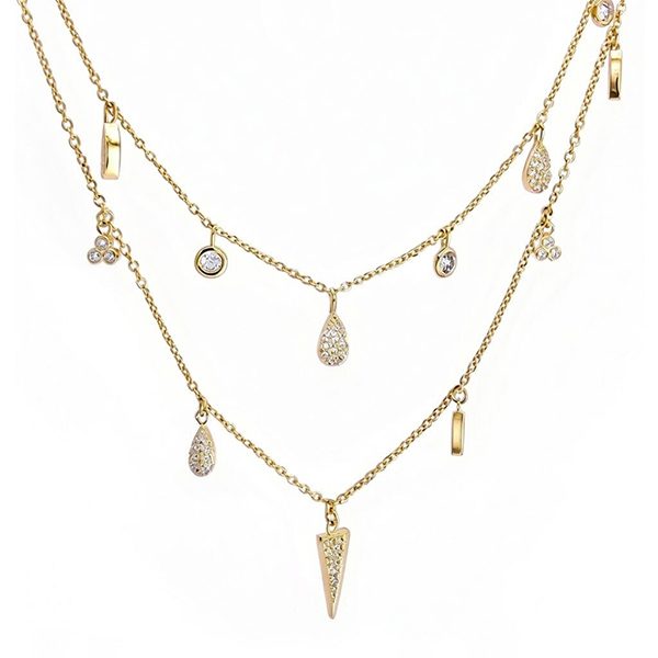 8174AG Collier, Silber, gelbvergoldet, Zirkoniasteine weiß