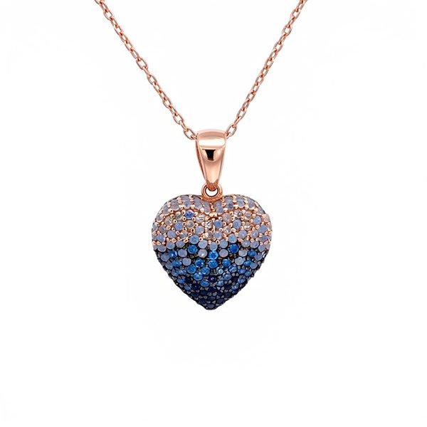 8183AR4 Anhänger, Herz, Silber rosevergoldet, Zirkoniasteine irisierend, hellblau, blaune