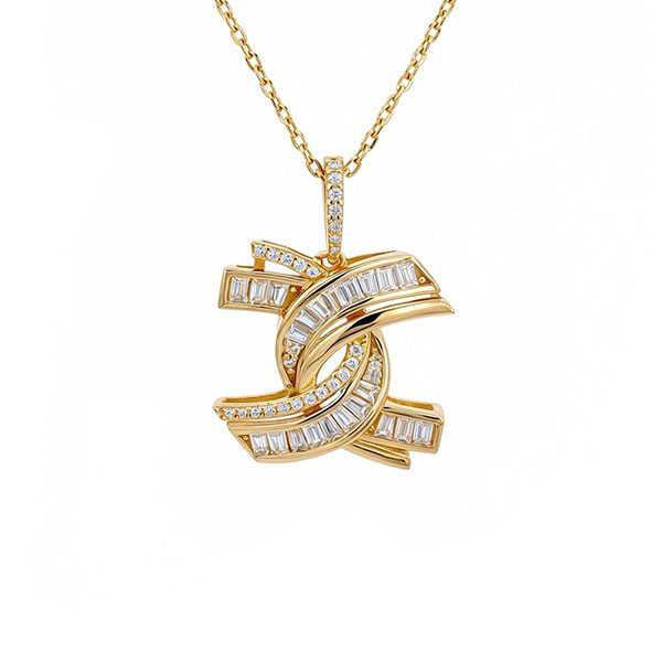 8206AG Anhänger inkl. Kette Knoten Zi weiß gelbvergoldet