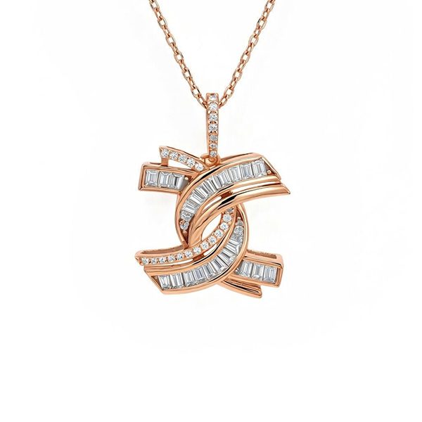 8206AR Anhänger inkl. Kette Knoten Zi weiß rosevergoldet