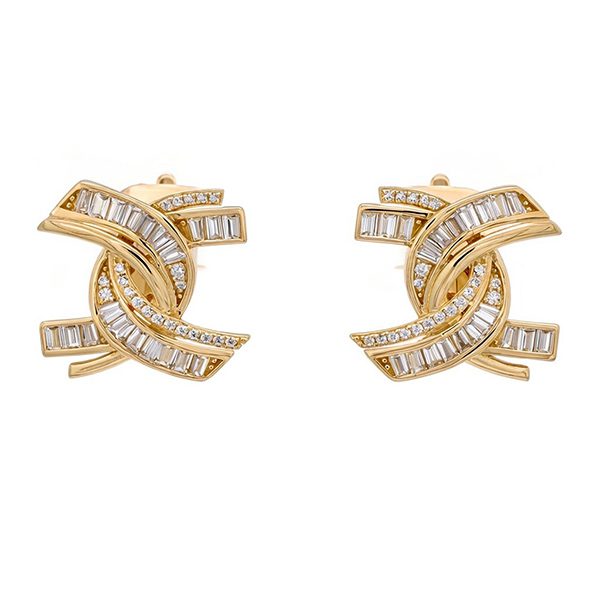 8206BG Ohrstecker Knoten Zi weiß gelbvergoldet