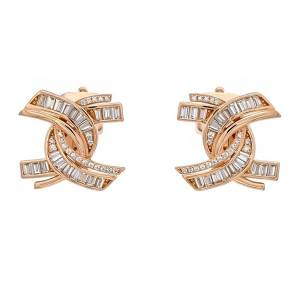 8206BR Ohrstecker Knoten Zi weiß rosevergoldet