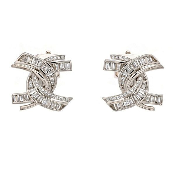 8206BW Ohrstecker Knoten Zi weiß rhodiniert