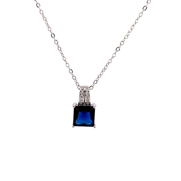 8256AW4 Anhänger inkl. Kette Zirkonia weiß, blau, eckig