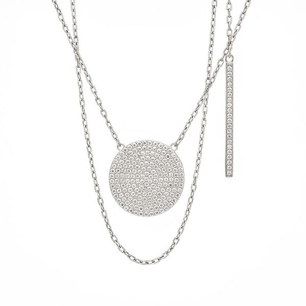 8261AW Y Collier, rund, Zirkonia weiß, Steg, rhodiniert