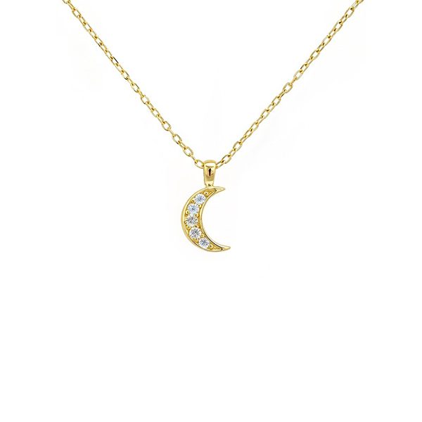 8300AG Collier Silber gelbvergoldet Mond Zirkonia weiß