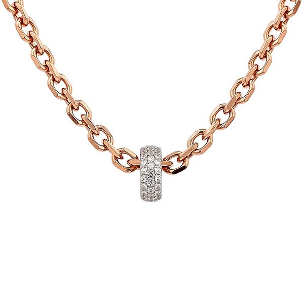 8317D19RW Armband 19 cm Ankerkette rosevergoldet mit Ring Zi Weiß rhodiniert