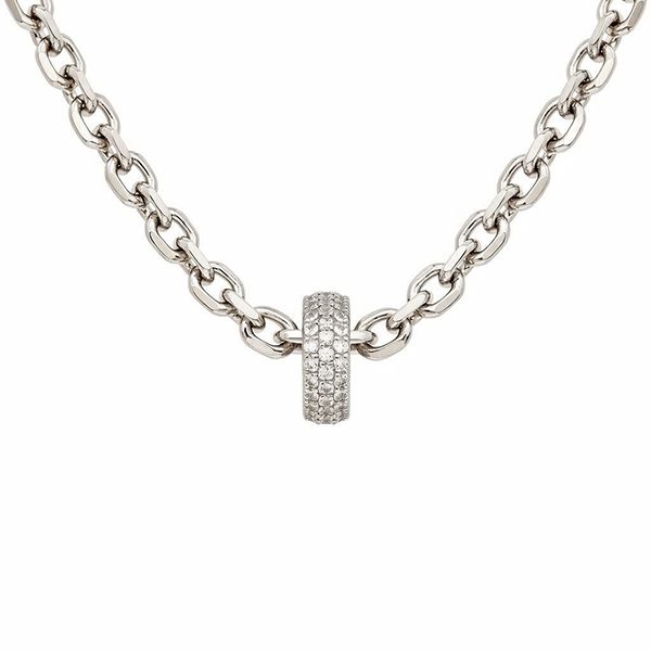 8317D19W Armband 19 cm Ankerkette mit Ring Zi Weiß unrhodiniert