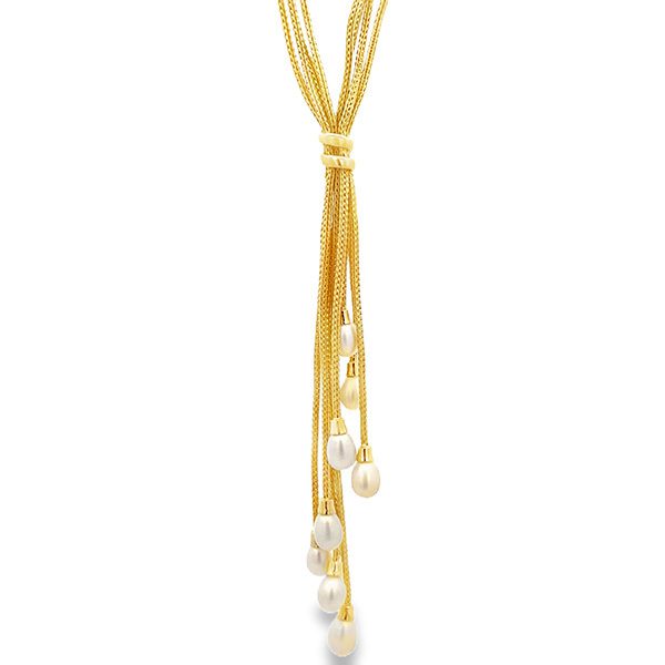 8319AG Mehrreihige Fuchsschwanzkette mit Perlenquaste , gelbvergoldet