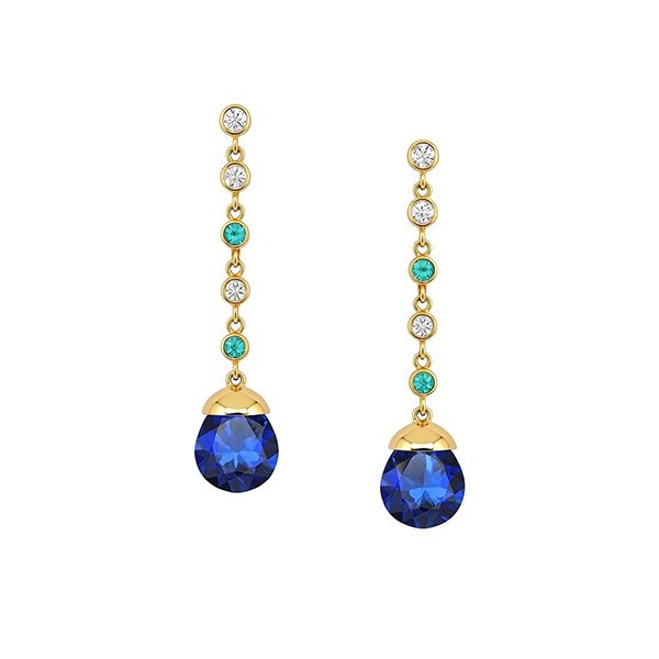 8323BG4 Ohrhänger, gelbvergoldet, Halbedelstein-Mix, in grau blau und grün