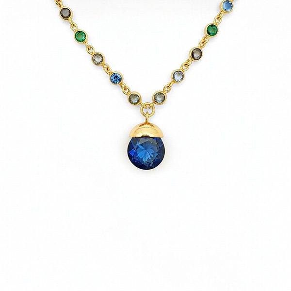 8323DG4 Armband, gelbvergoldet, Halbedelstein-Mix, in grau blau und grün