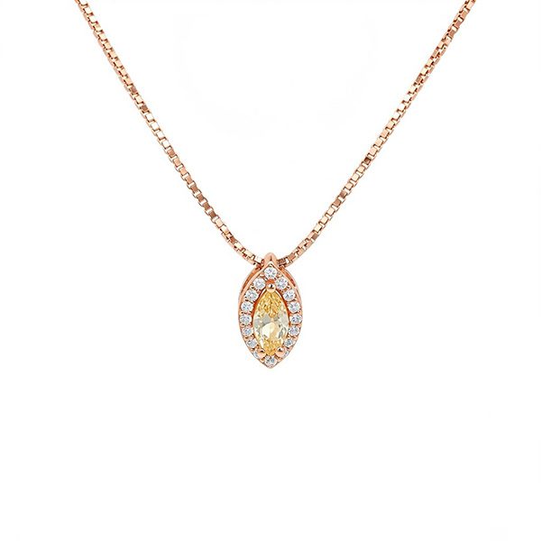 8326A1R2 Anhänger inkl. Venezianerkette rosevergoldet Mandelförmig Zirkonia weiß champagner