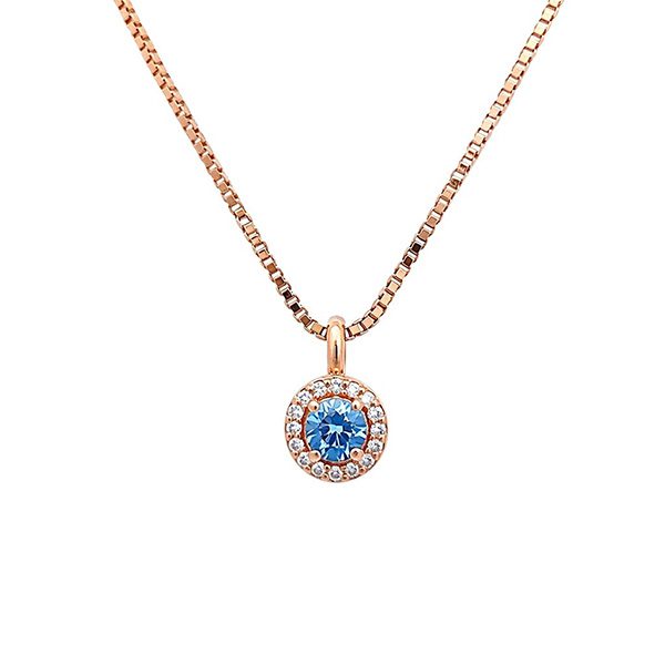 8326A3R4 Anhänger inkl. Venezianerkette rosevergoldet Oval Zirkonia weiß dunkelblau