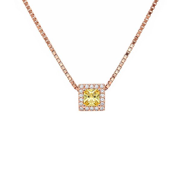 8326A4R50 Anhänger inkl. Venezianerkette rosevergoldet eckig Zirkonia weiß gelb