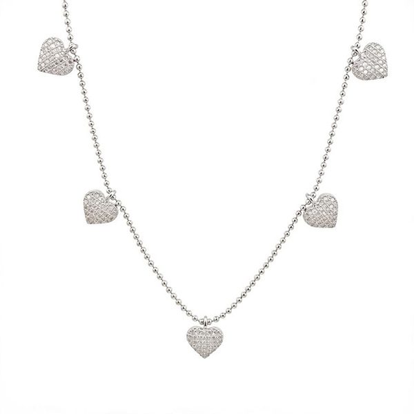 Collier Silber rhodiniert mit  Einhängern  in Herzform weiße Zi 