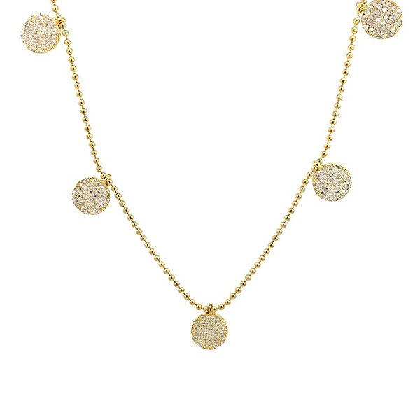 8327AG Collier Silber gelbvergoldet Einhängern rund mit gefassten weißen Zirkonia