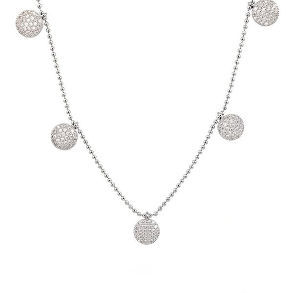 8327AW Collier Silber rhodiniert Einhängern rund mit gefassten weißen Zirkonia