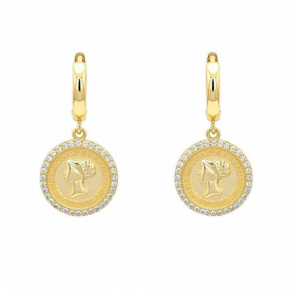 8330BG Ohrhänger Münzen , weibliches Konterfei, Zi weiß