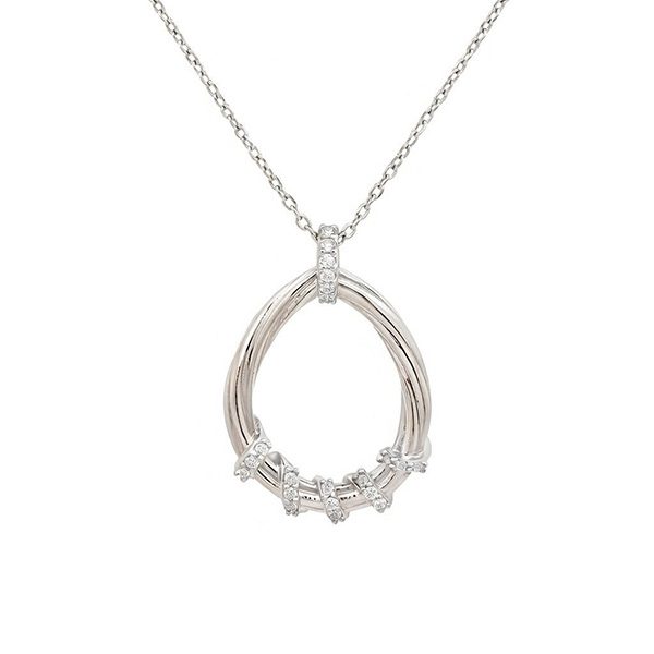 8332AW Anhänger inkl Kette Silber rhodiniert Tropfen Zirkonia weiß