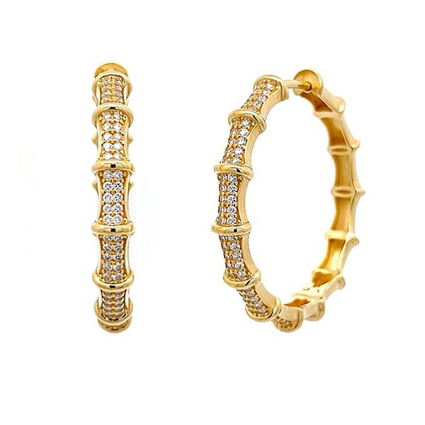 8334BG Creolen, bamboostyle, gelbvergoldet, Zi weiß