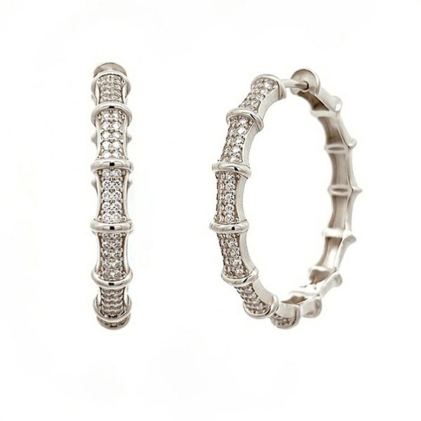 8334BW Creolen, bamboostyle, rhodiniert, Zi weiß