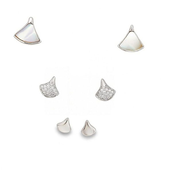 8340BW Ohrstecker Set , rhodiniert , perlmutt und Zi weiß