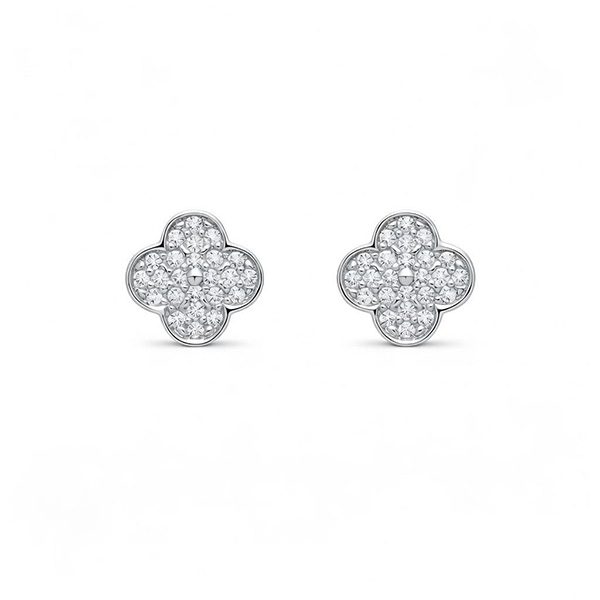 8343B1W Ohrstecker, rhodiniert , Blume , Zi weiß