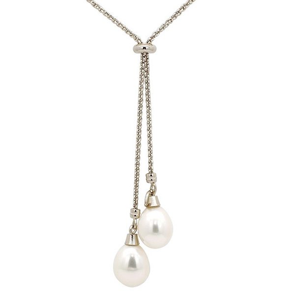 Y-Collier, Himbeerkette, rhodiniert, Perlen , variabel