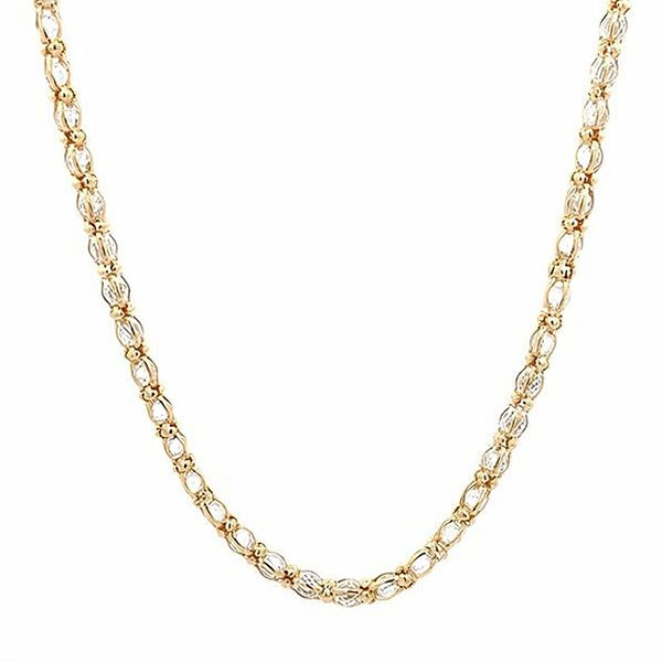 Collier, Zi weiß, Gelbvergoldet, Steine eingewoben