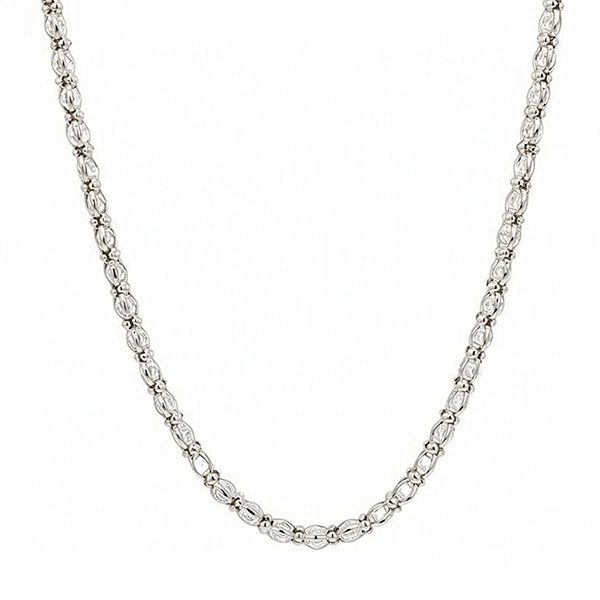 Collier, rhodiniert ,weiße Zi eingewoben