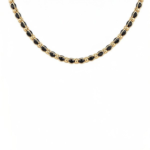 Armband, gelbvergoldet , Zi schwarz, Steine eingewoben