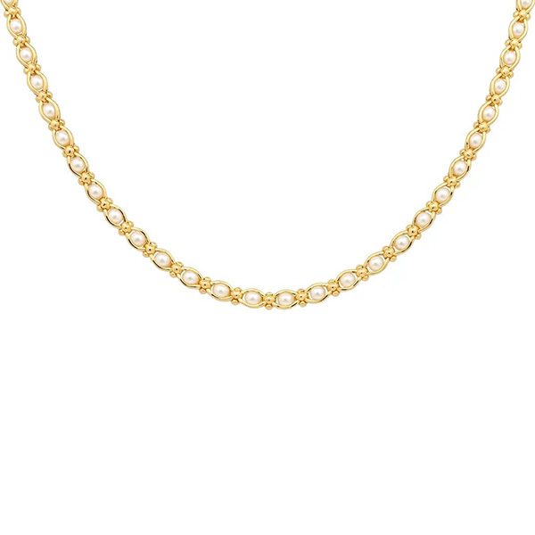 Armband, gelbvergoldet , Perlen eingewoben