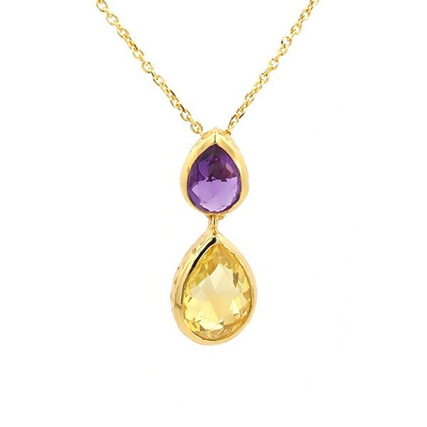 8350AG Anhänger gelbvergoldet, tropfen , Amethyst , Citrin