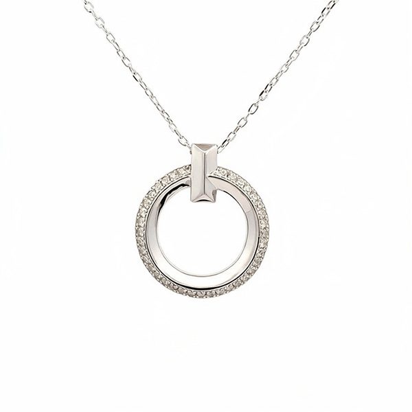 8353AW Anhänger inkl. Kette ,rund , rhodiniert , weiße Zi, poliert