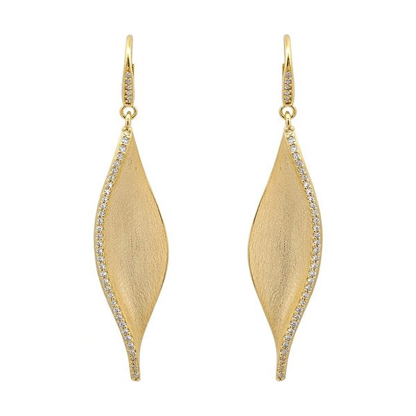 Ohrhänger,Blatt, matt , gelbvergoldet, Zi weiß