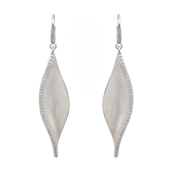 8354BW Ohrhänger,Blatt, matt , rhodiniert, Zi weiß
