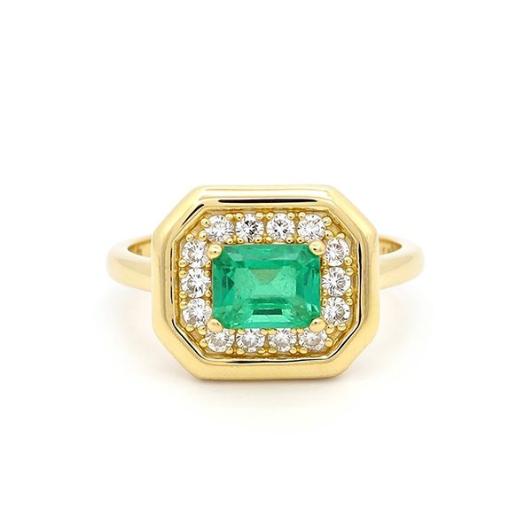 8356CG Ring 8 eckig, gelbvergoldet , Zi weiß und türkis